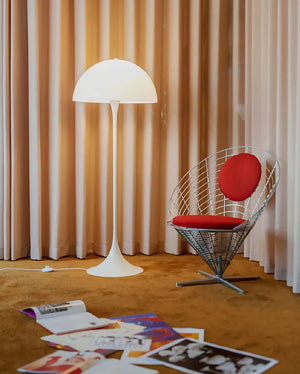 Lampadaire danois moderne du milieu du siècle en forme de champignon blanc