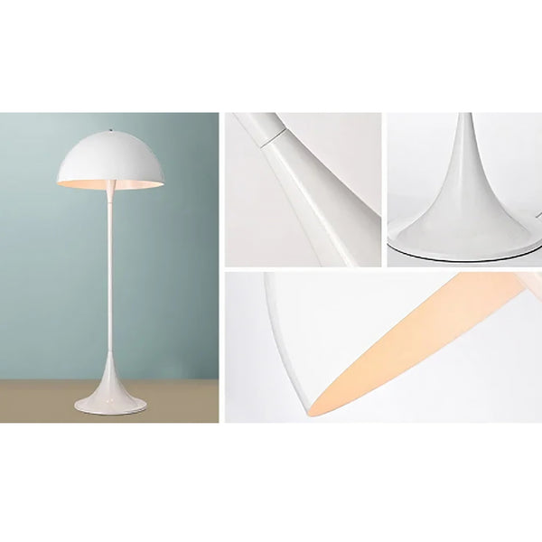 Lampadaire danois moderne du milieu du siècle en forme de champignon blanc