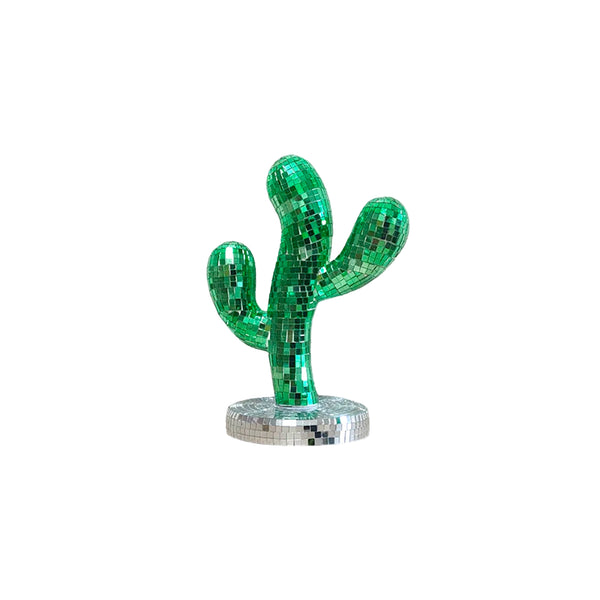 Adorno de cactus con forma de bola de discoteca