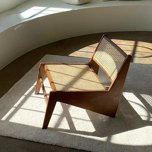 Französische Rattan-Holzcouch