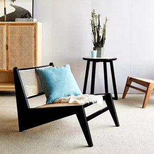 Französische Rattan-Holzcouch