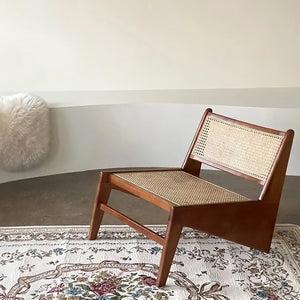 Französische Rattan-Holzcouch