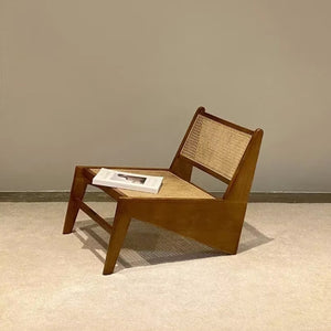 Französische Rattan-Holzcouch