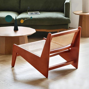 Französische Rattan-Holzcouch