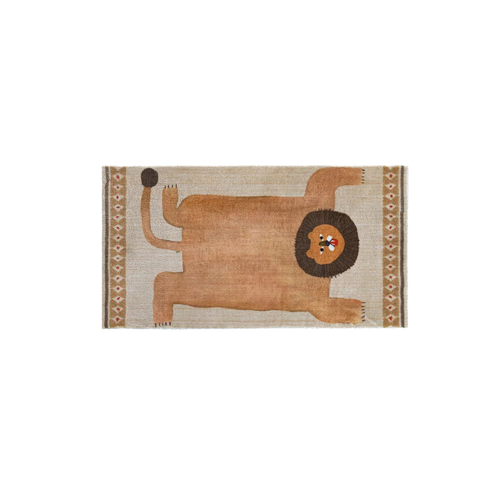 MokoMoko Funny Face Lion & Leopard Art Carpet Area Rug