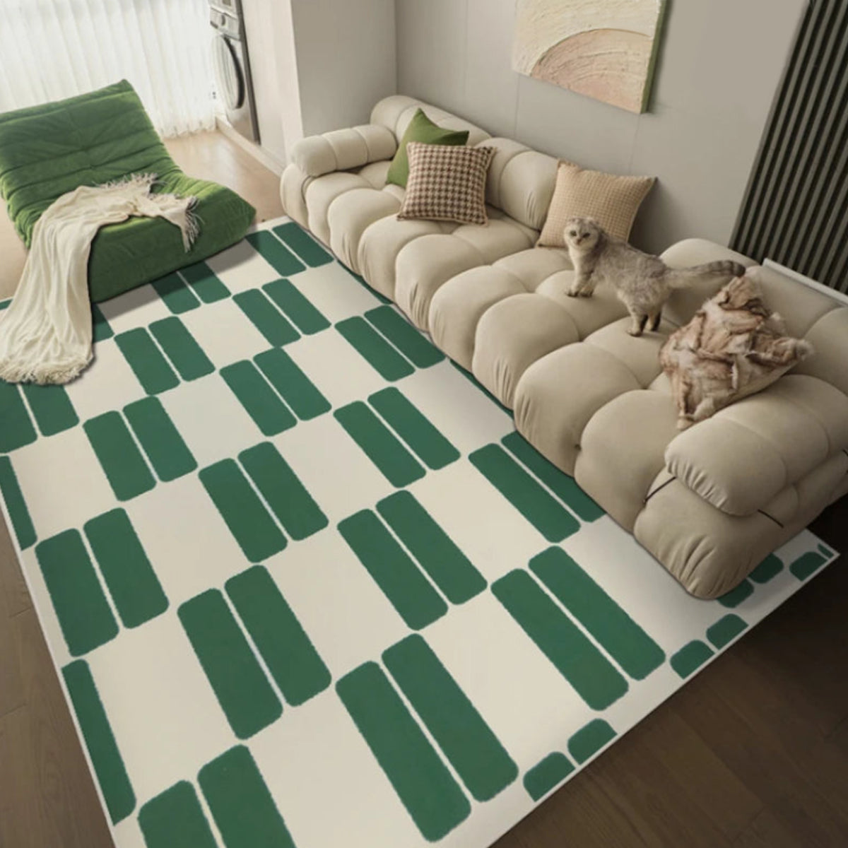 Green French Retro Carpet Area Rug