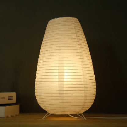 Japanese Wabi-Sabi Style Rice Paper Cylinder Lantern Lamp
