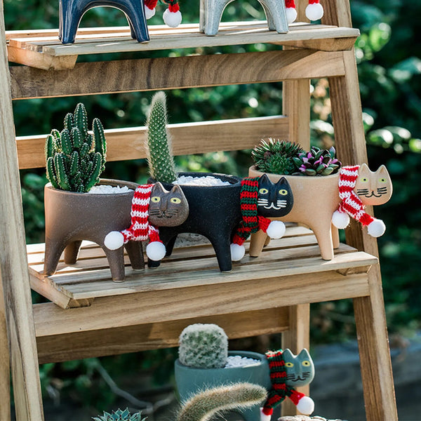 Cat Tail Hand-Crafted Flower Pot