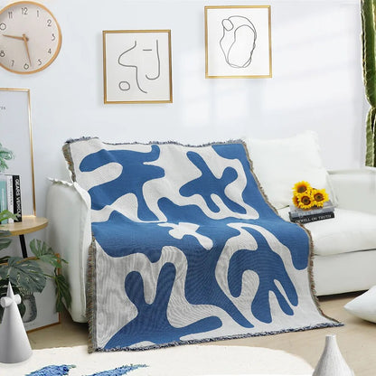 Blue Abstract Art Throw Blankets