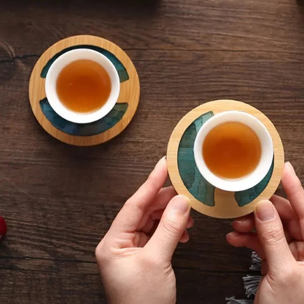 Beach Contour Line Epoxy Art Wooden Coaster