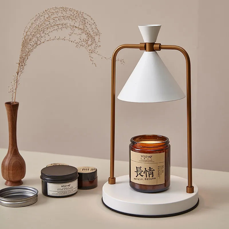 Semi-open Wood Candle Warmer Lamp