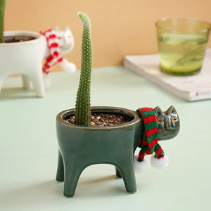 Cat Tail Hand-Crafted Flower Pot