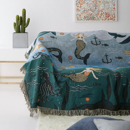 Mermaid Pattern Throw Blanket
