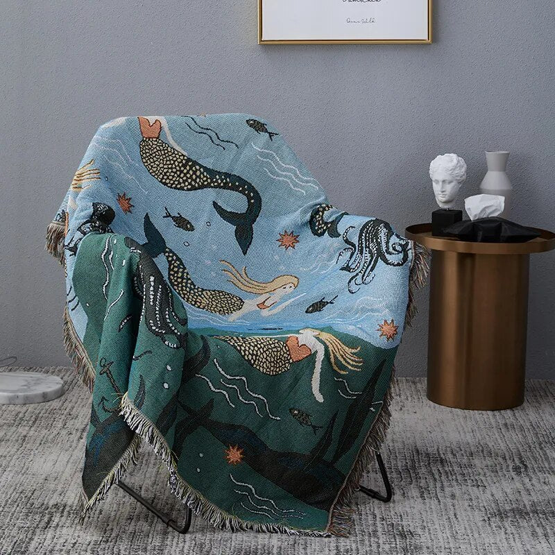 Mermaid Pattern Throw Blanket