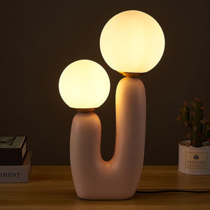 Organic Shape Twin Ball Table Lamp