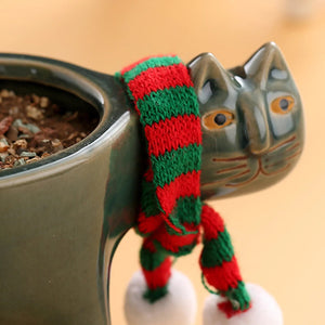 Cat Tail Hand-Crafted Flower Pot