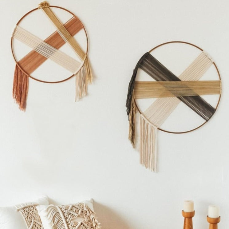 Hoop Round  Hand-Woven Cotton Macrame Tapestry