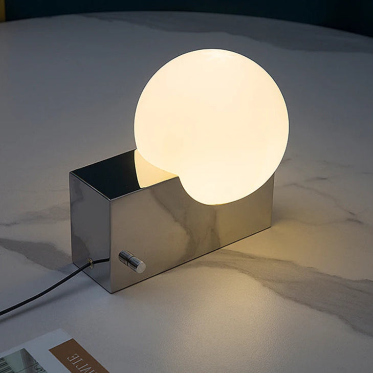 Chrome Metal Box Dimmable LED Table Lamp