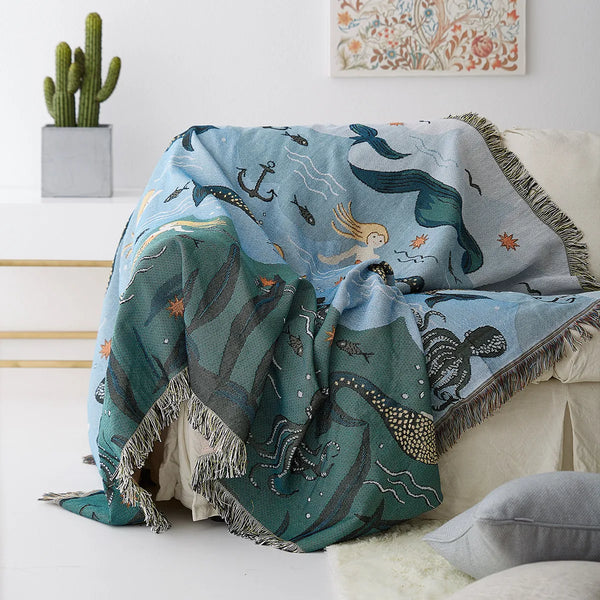 Mermaid Pattern Throw Blanket