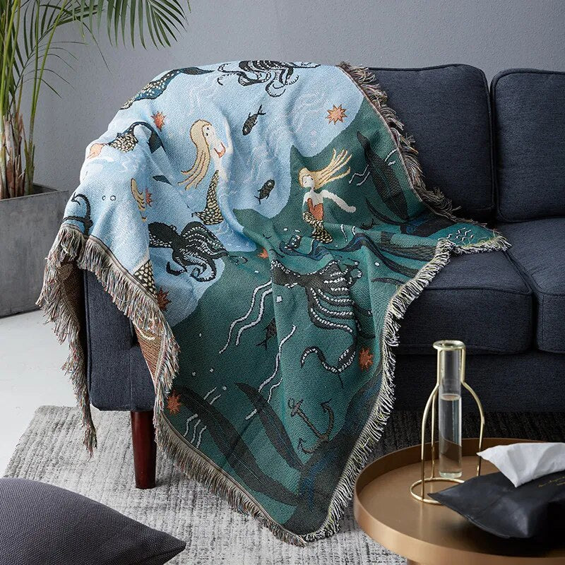 Mermaid Pattern Throw Blanket