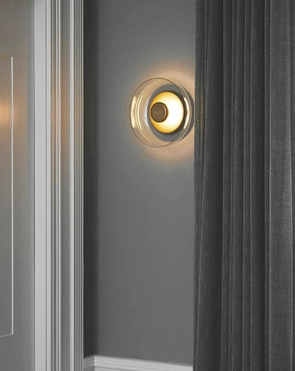 Lampe murale suspendue en forme de bol en verre