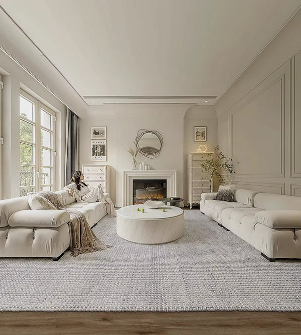 Indian Wool Hand-Woven Pebble Carpet Area Rug [Exclusive]