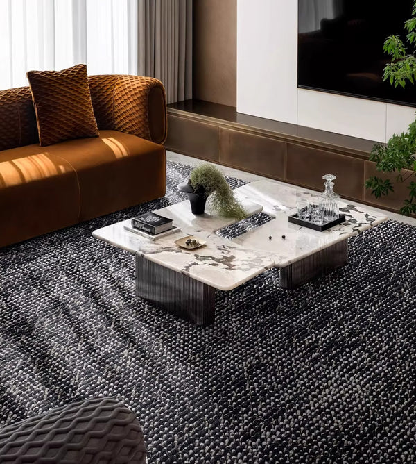 Indian Wool Hand-Woven Pebble Carpet Area Rug [Exclusive]