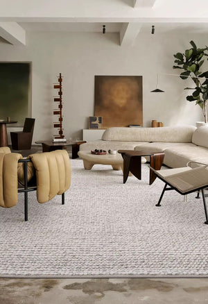 Indian Wool Hand-Woven Pebble Carpet Area Rug [Exclusive]