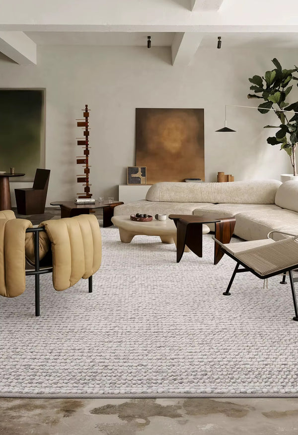 Indian Wool Hand-Woven Pebble Carpet Area Rug [Exclusive]