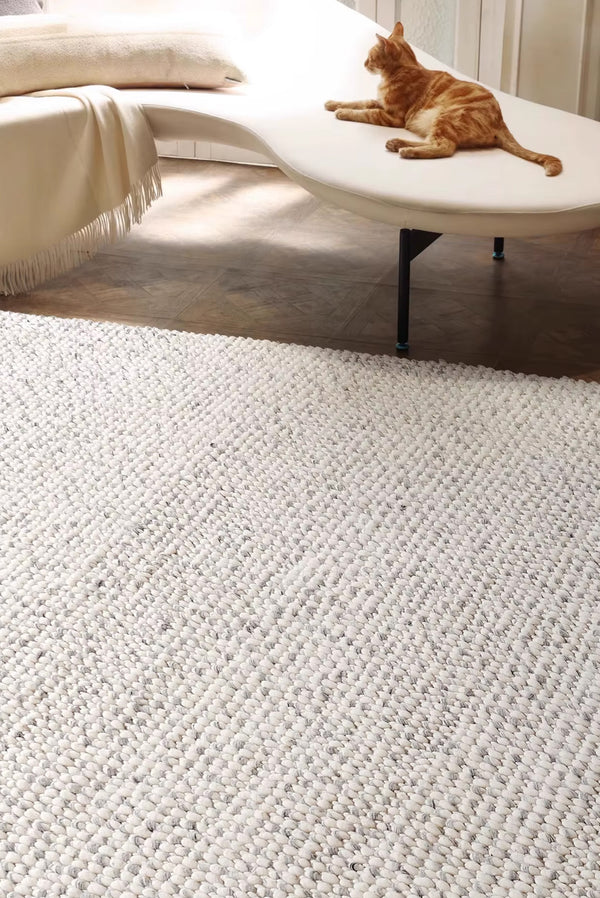 Indian Wool Hand-Woven Pebble Carpet Area Rug [Exclusive]