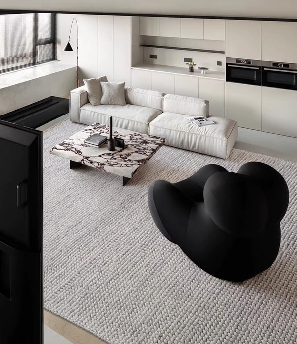 Indian Wool Hand-Woven Pebble Carpet Area Rug [Exclusive]