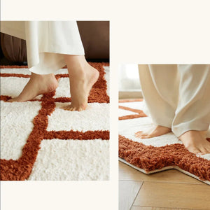 Irregular Orange Rectangular Grid Carpet Area Rug [Exclusive]