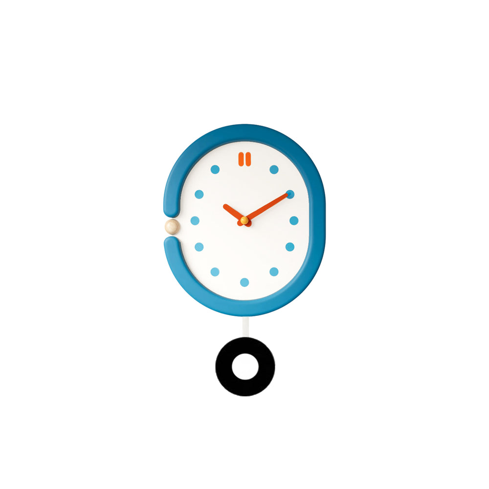 Japanese Minimalist Oval Blue Pendulum Wall Clock