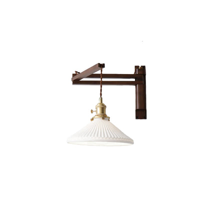 Japanese Retro Walnut Folding Wall Lamp