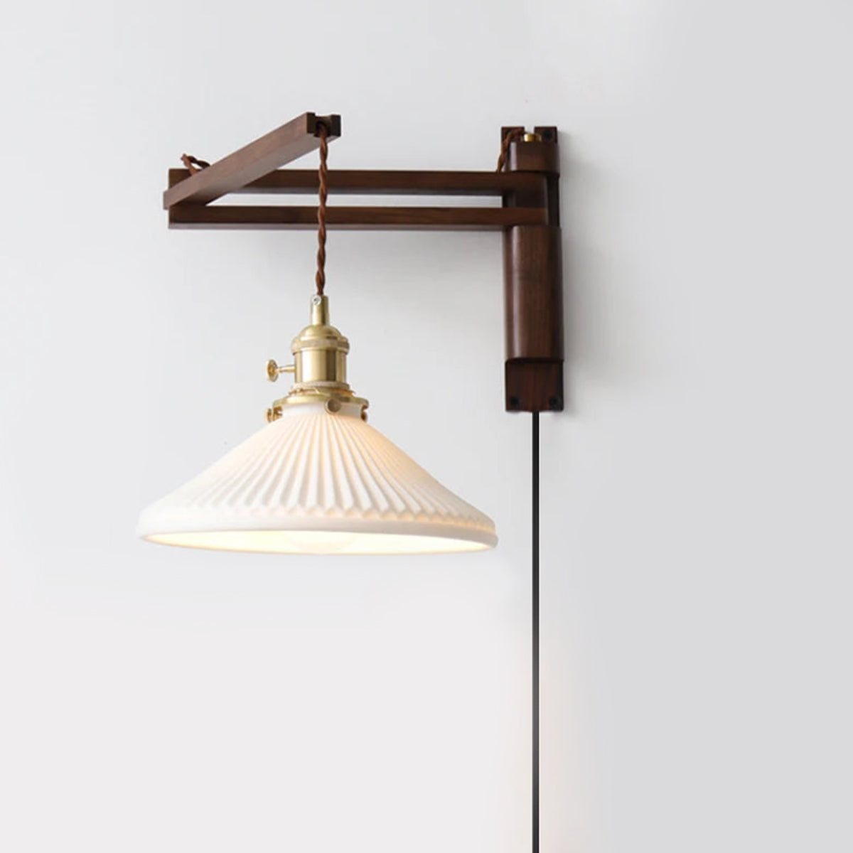 Japanese Retro Walnut Folding Wall Lamp