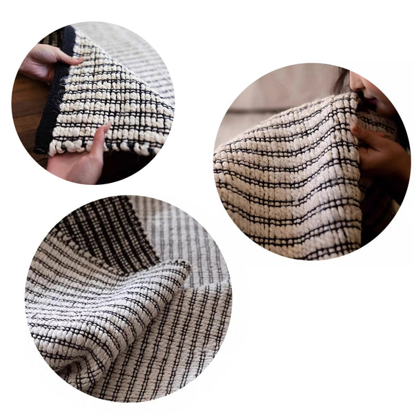 Japanese Studio Hand-Crafted Double-Sided Black Striped Area Rug [Exclusive]