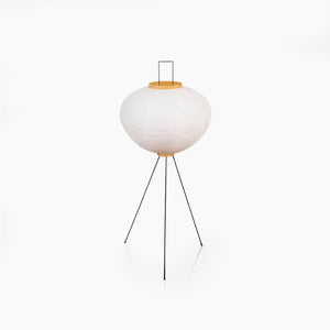 Runde Stehlaternenlampe aus Reispapier im japanischen Wabi-Sabi-Stil