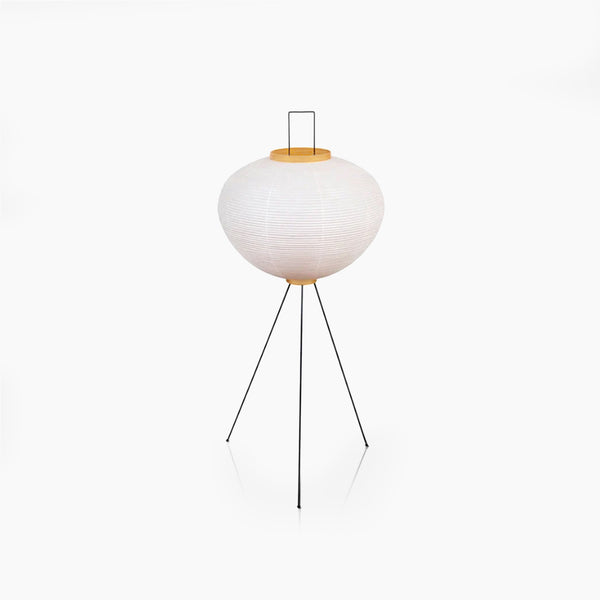 Runde Stehlaternenlampe aus Reispapier im japanischen Wabi-Sabi-Stil