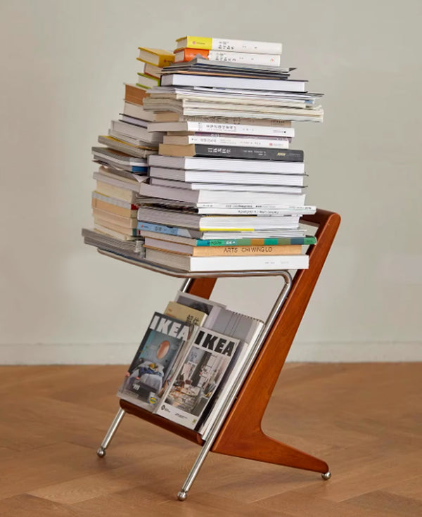 Yū Tokyo Japanese Style Solid Wood Handle Metal Frame Side Table