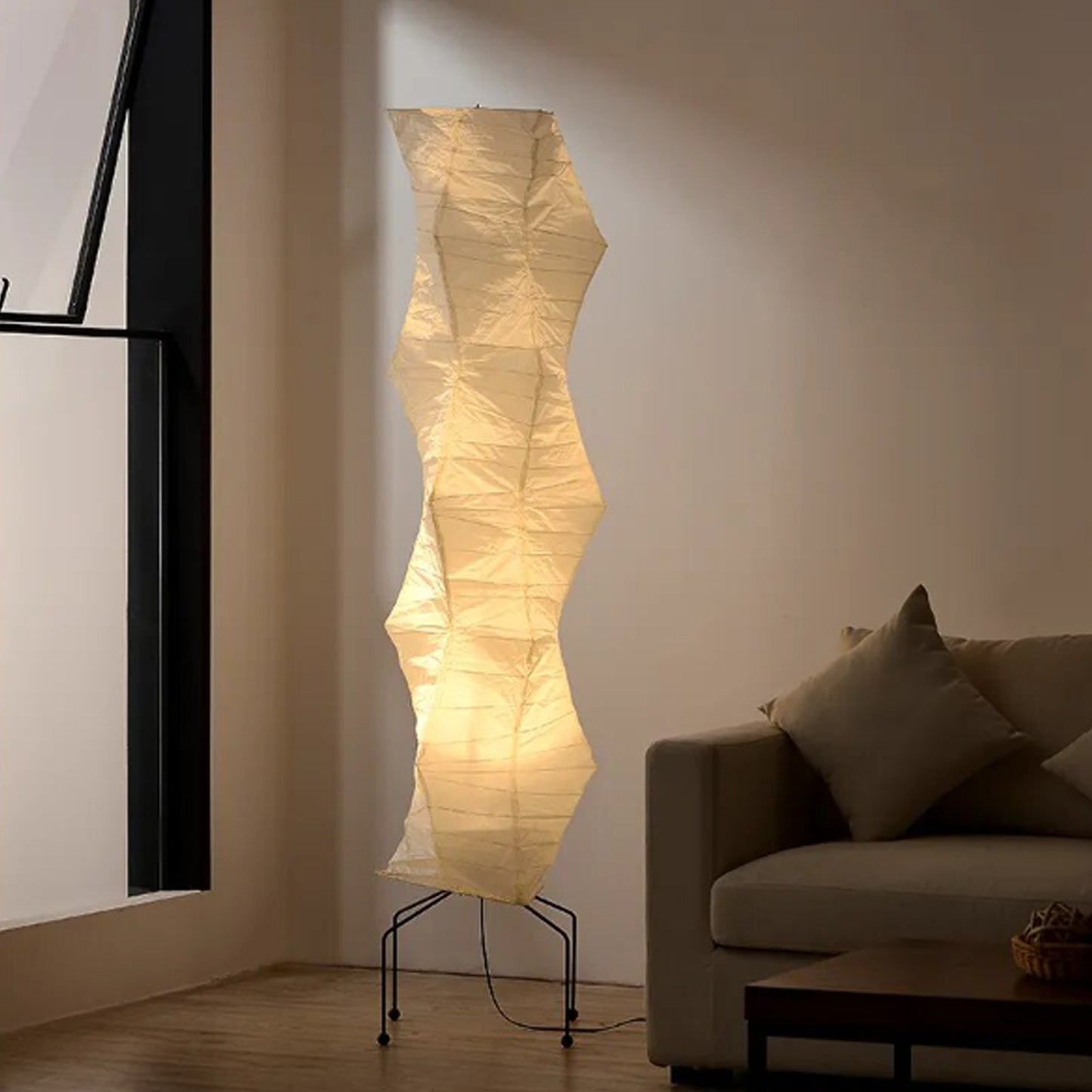 Japanese Wabi-Sabi Rice Paper Irregualar Floor Lamp