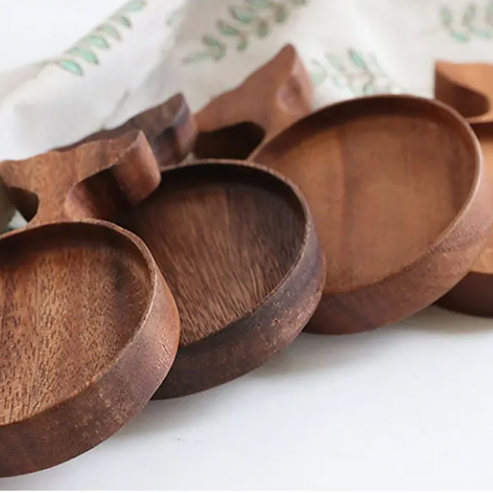 Japanese Wooden Fish Condiment Snack Tray Coaster