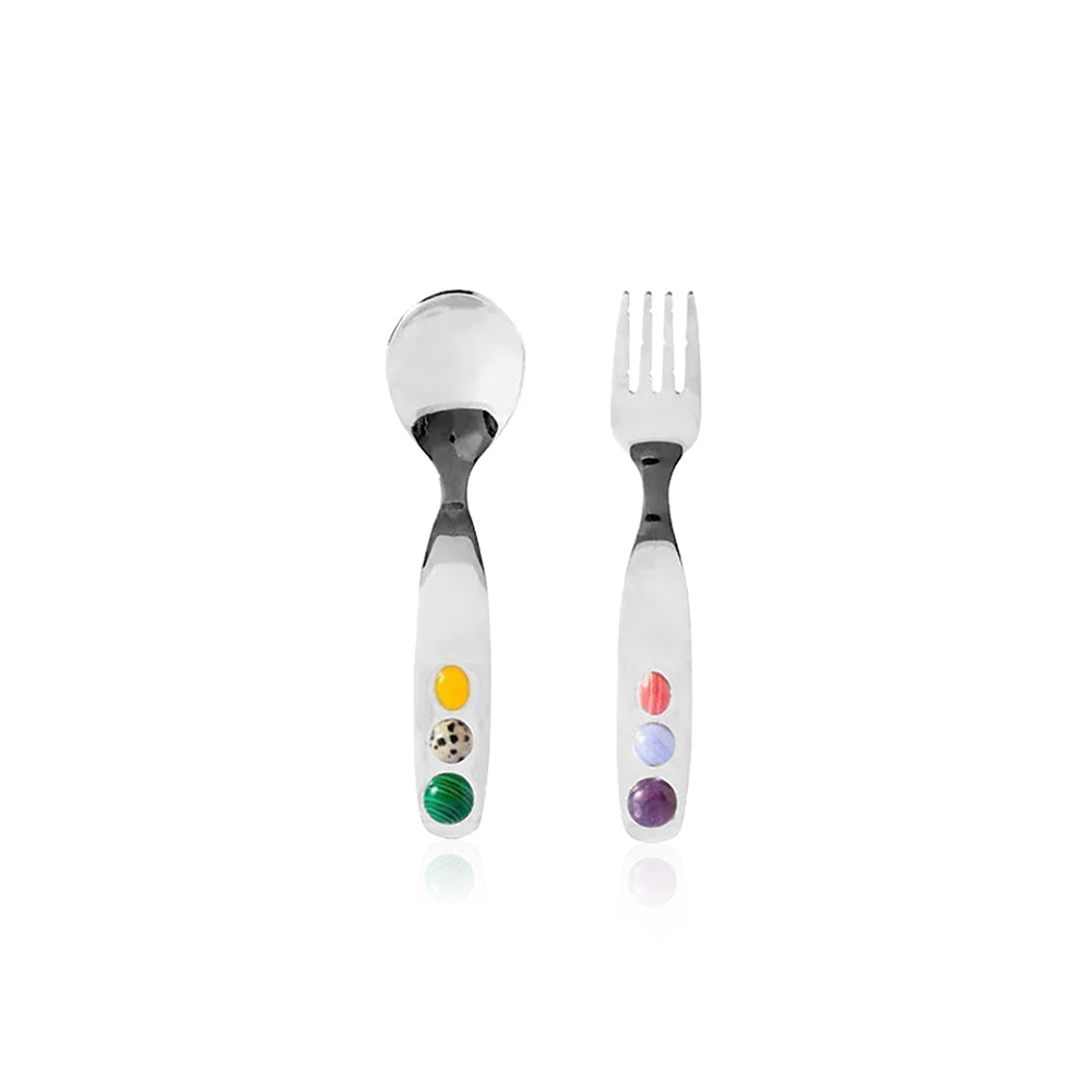 Jelly Bean Stainless Steel Dessert Fork & Spoon