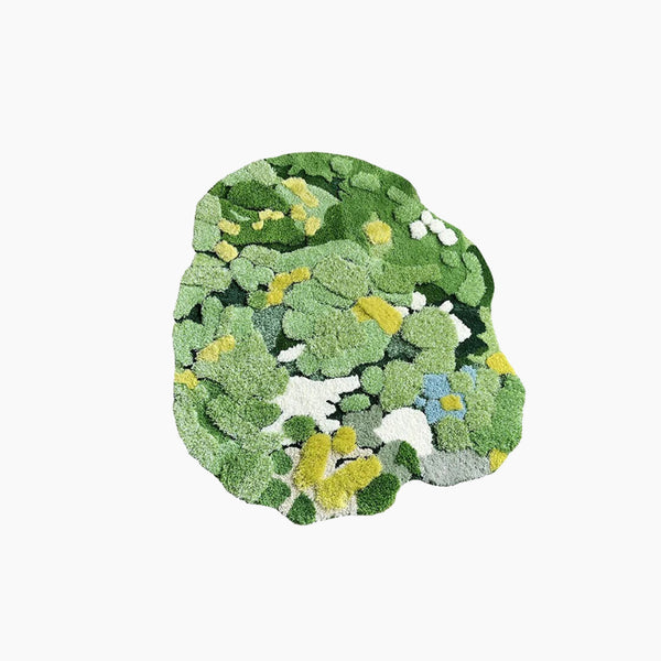 Three-Dimensional Green Moss Large Hand-Crafted Rug
