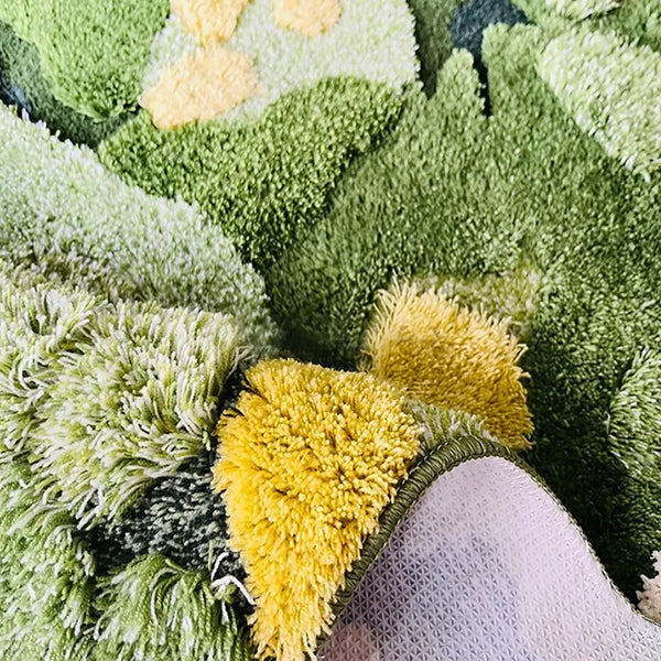 Three-Dimensional Green Moss Large Hand-Crafted Rug
