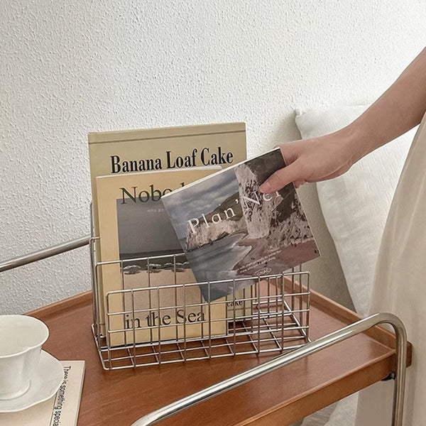 Metal Table Top Mesh Magazine Kitchen Rack