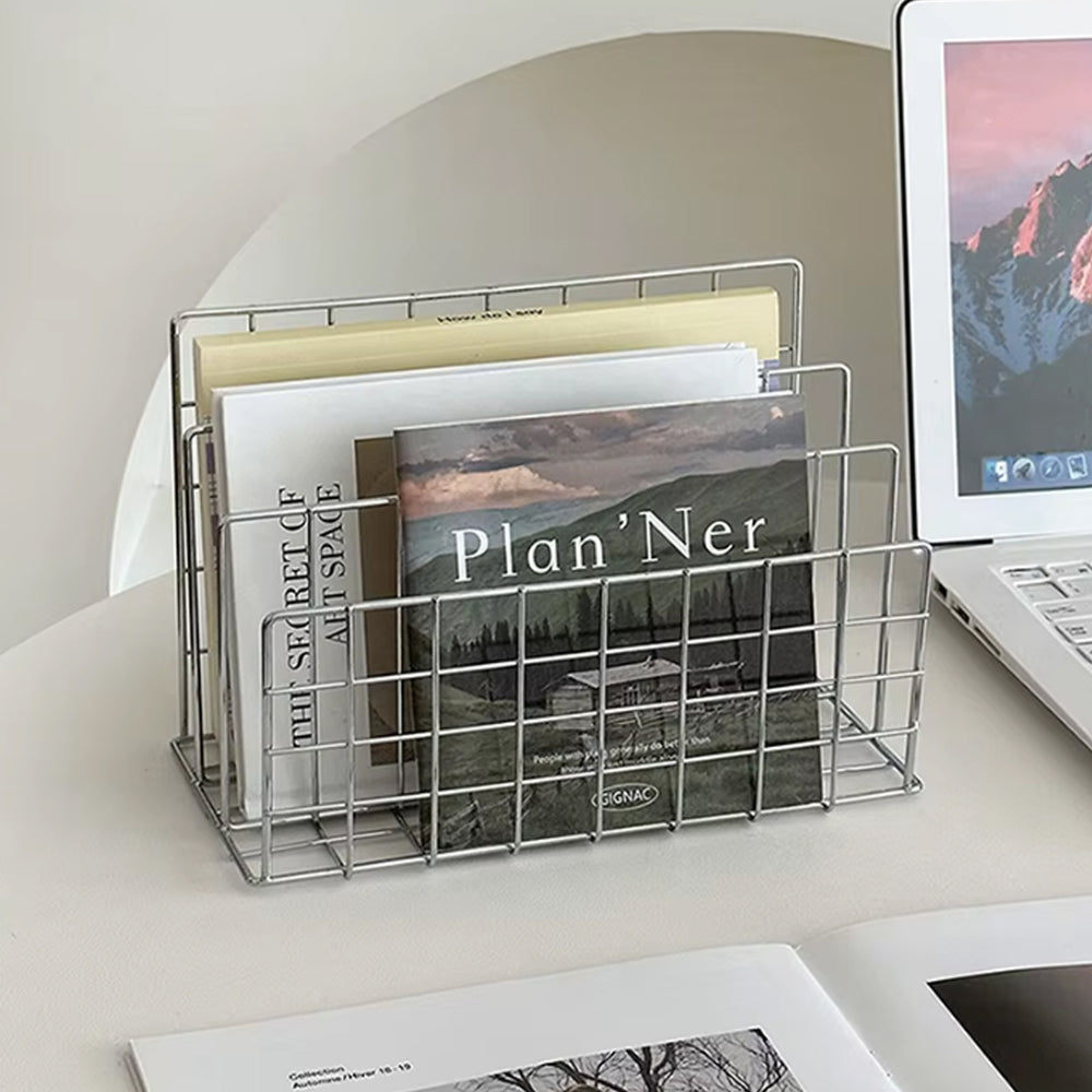 Metal Table Top Mesh Magazine Kitchen Rack