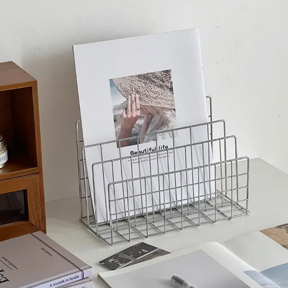 Table Top Magazine Rack Metal Table Top Mesh Magazine Kitchen Rack – OnShelf