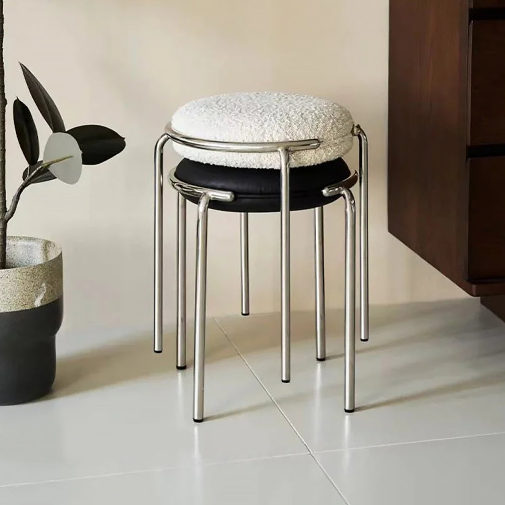 Mingdian Stainless Steel Frame Round Stool