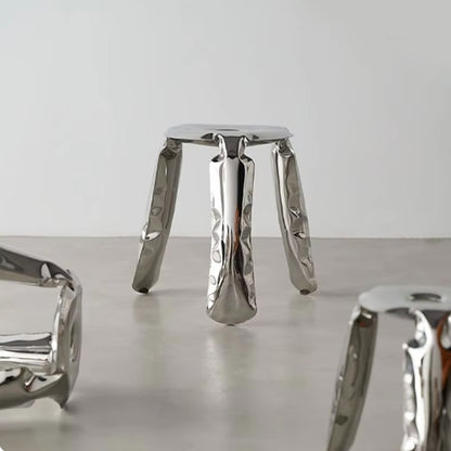 Minimalist Crumpled Design Stainless Steel Stool