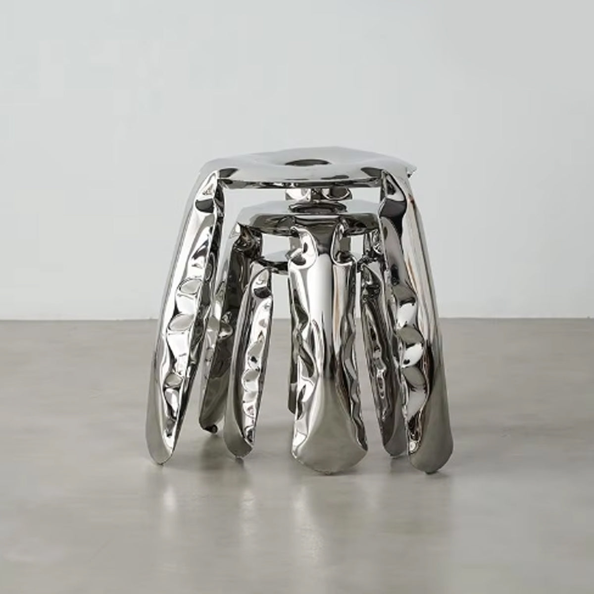 Minimalist Crumpled Design Stainless Steel Stool